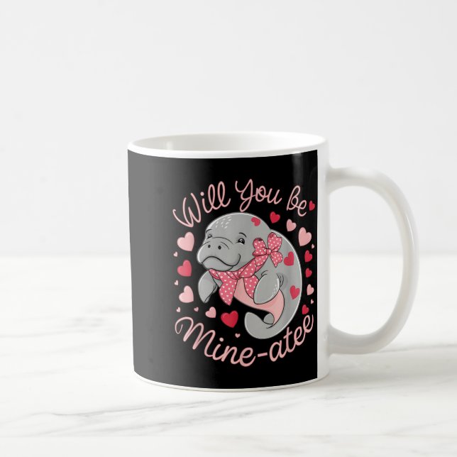 Valentine Manatee Cute Animal Hearts Will You Be M Kaffemugg (Höger)