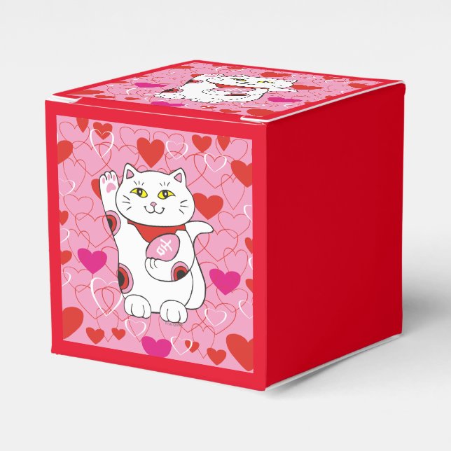 Valentine Maneki Neko Lucky Cat Presentaskar (Framsidan Sidan)