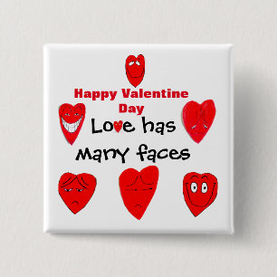 VALENTINE MÅNGA ANSIKTE AV KÄRLEK-KnappEN Knapp