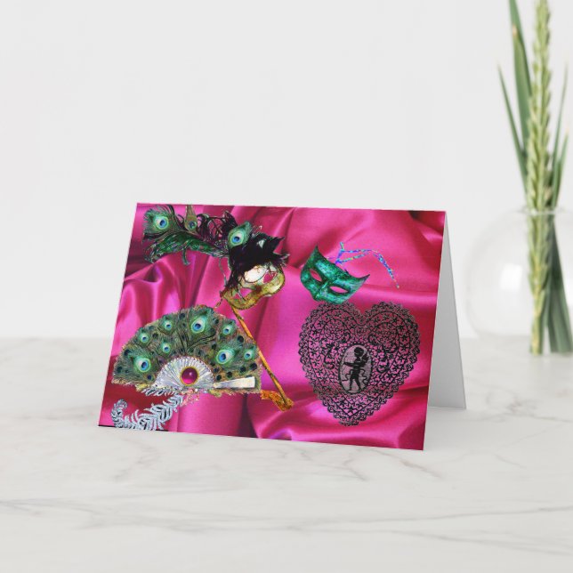 VALENTINE MASQUERADE MASKS, PEACOCK FLÄKT,SNÖRE HE HELGKORT (Framsida)