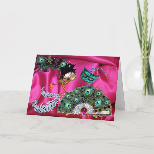 VALENTINE MASQUERADE PARTY MASKS, PEACOCK FLÄKT HELGKORT (Framsida)