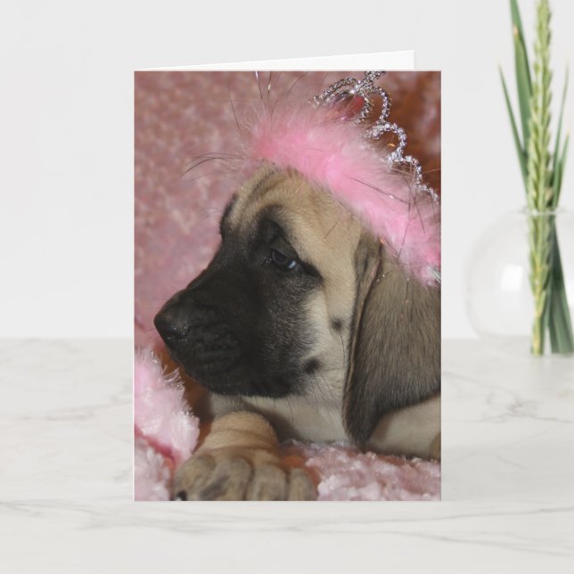 Valentine Mastiff-valp med krona Helgkort (Framsida)