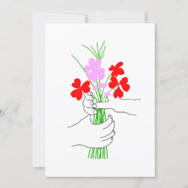 Valentine med Bouquet of Flowers av hjärtan Kort