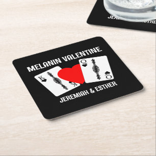 Valentine MELANIN QUEEN KUNG PLAYING CARDS Par Underlägg Papper Kvadrat
