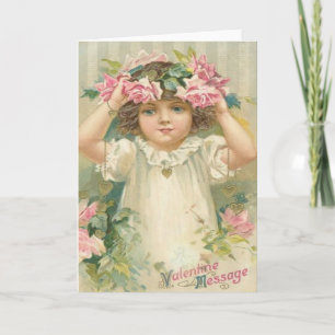 Valentine Message Girl med blomsterkort, presenter Helgkort