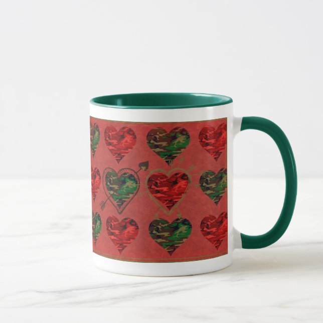 Valentine Militärkamouflagehjärtan - Kaffe/Te-mugg Mugg (Höger)