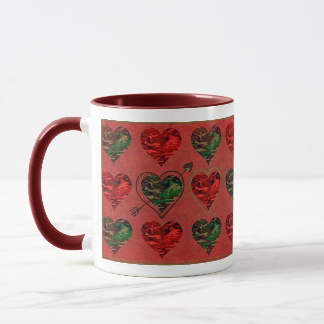Valentine Military Kamouflage Hjärtan- Kaffe/Te-mu Mugg (Vänster)