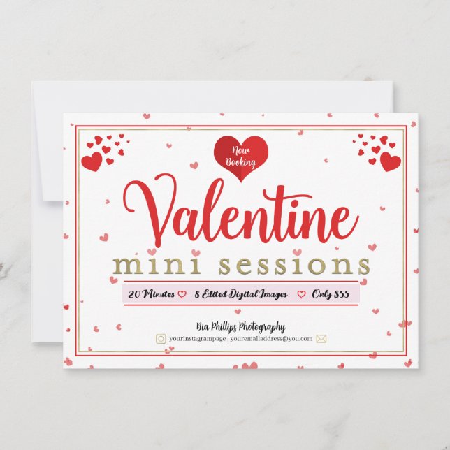 Valentine Mini-fotografering Minis Flyer Inbjudningar (Framsida)