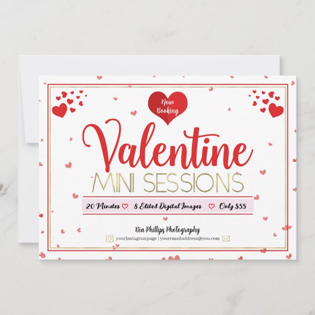 Valentine Mini Sessioner Fotografering Minis Flyer Inbjudningar (Framsida)