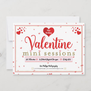 Valentine Mini Sessioner Fotografering Minis Flyer Inbjudningar