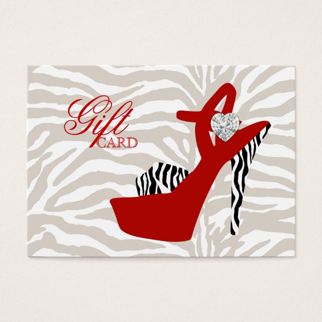 VALENTINE Mode-presentkort Shoe Zebra Red Visitkort (Framsidan)
