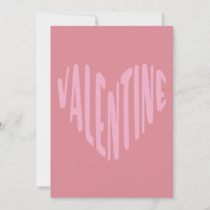 Valentine Modern typografi Rosa Hjarta Julkort
