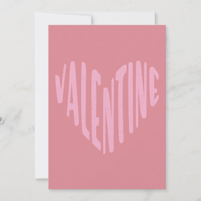 Valentine Modern Typography Rosa Heart Julkort (Framsida)