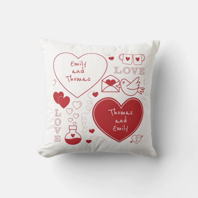Valentine Mönster Dekorativ kudde - Red on White (Framsida)