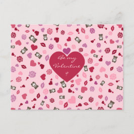 Valentine mönster med björn, ro och hjärta helg vykort