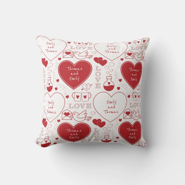 Valentine Mönster Pillow - Red on White Kudde (Framsida)