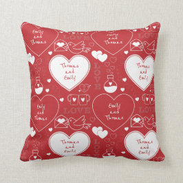 Valentine Mönster Pillow - White on Red Kudde
