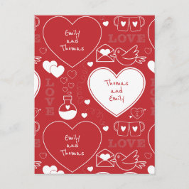 Valentine Mönster vycard - vit på röd Vykort