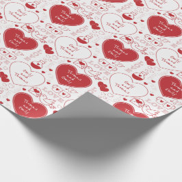 Valentine Mönster Wrapping Papper - Red on White Presentpapper