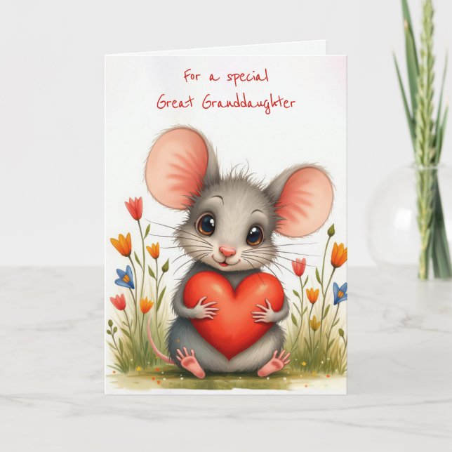 Valentine Mouse för Underbar mordotter Kort (Framsida)