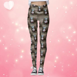 Valentine Mouse Hearts Land Rustic Wood Trendig Leggings