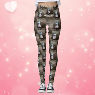 Valentine Mouse Hearts Land Rustic Wood Trendig Leggings