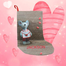 Valentine Mouse och Hearts på Land Rustic Wood