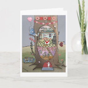 Valentine Mouse Träd Card Kort