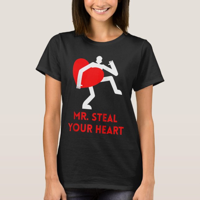 Valentine Mr Steal Your Heart Raglan T Shirt (Framsida)