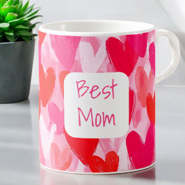 Valentine Multi Hearts Mönster Rosa Best Mamma Kär Kaffemugg