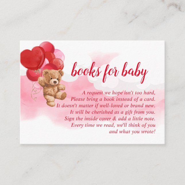 Valentine Nalle Bokar för Baby Card Tilläggskort (Framsida)
