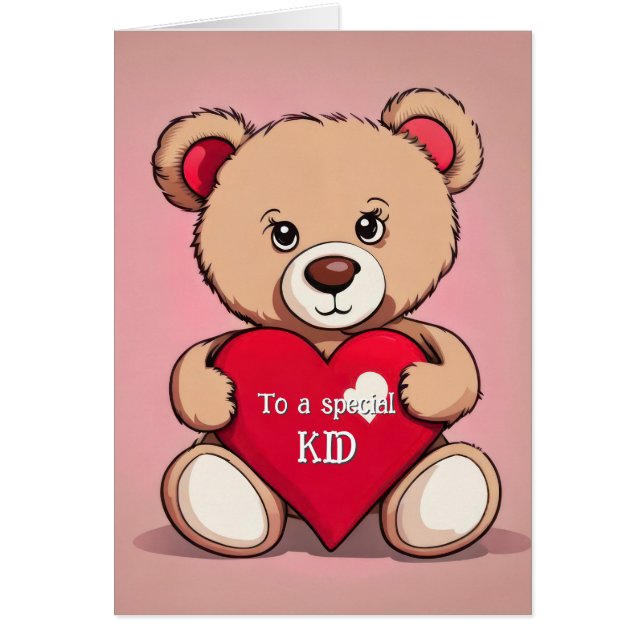 Valentine Nalle for Kid Hälsningskort (Framsidan)
