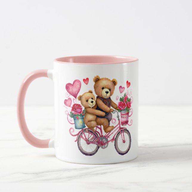 Valentine nallebjörnar på cykel mugg (Vänster)
