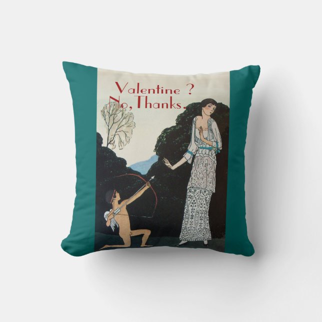 VALENTINE? NEJ,TACK /RETRO ANTI ALLA HJÄRTANS DAG  KUDDE (Framsida)