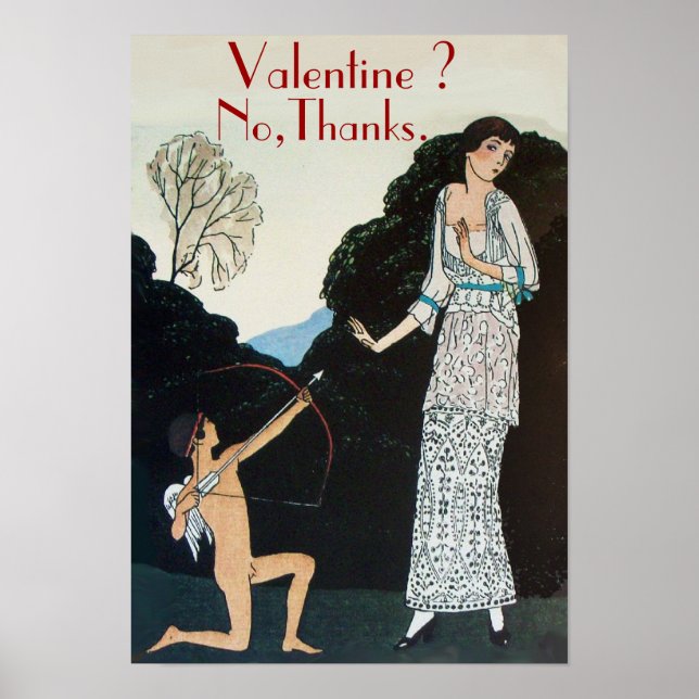 VALENTINE? NEJ,TACK /RETRO ANTI ALLA HJÄRTANS DAG  POSTER (Framsidan)