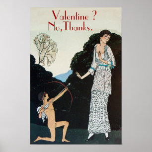 VALENTINE ? NEJ, TACK /RETRO ANTI VALENTINE'S DAY POSTER