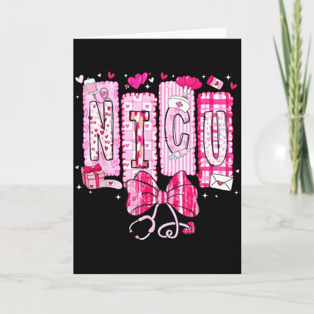 Valentine Nicu Sjuksköterska Coquette Bow Stetosko Kort (Framsida)