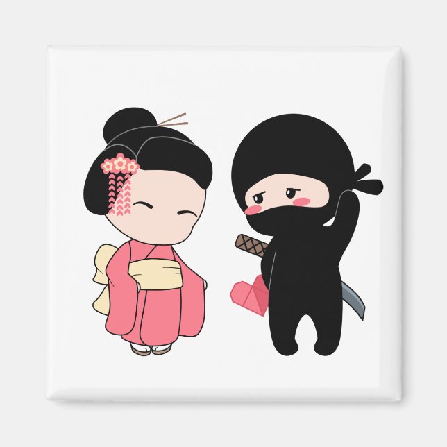 Valentine Ninja och Geisha Magnet (Framsidan)