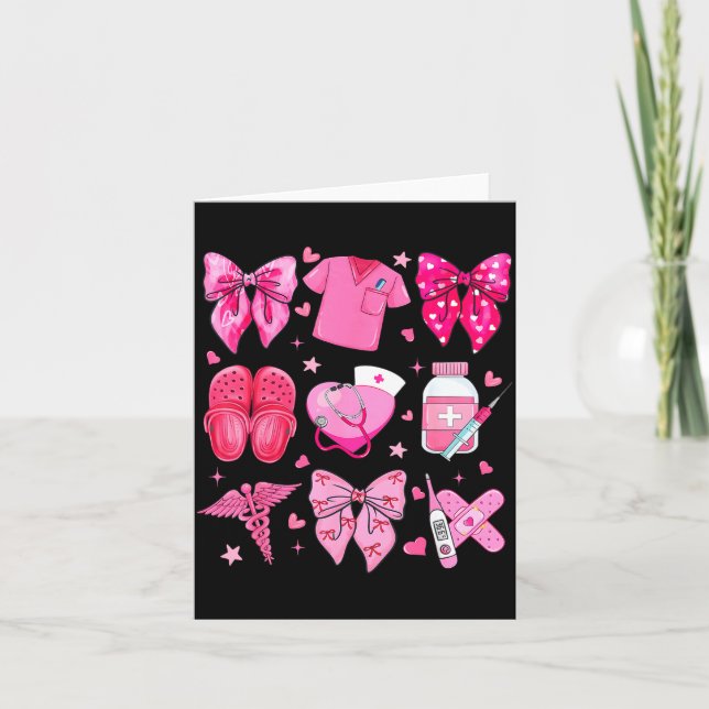 Valentine Nurse Nk Bow Rn Pct Cna Nurse Girl Women Kort (Framsida)