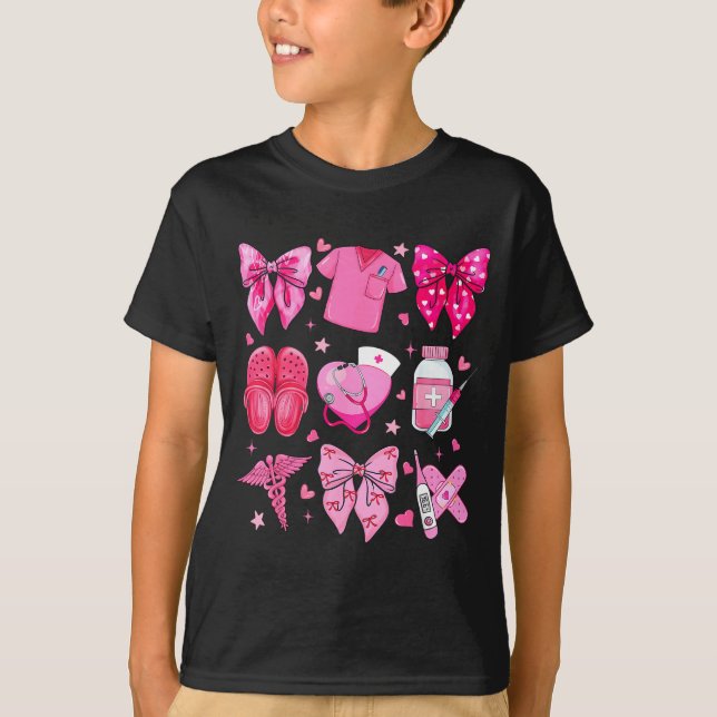 Valentine Nurse Nk Bow Rn Pct Cna Nurse Girl Women T Shirt (Framsida)
