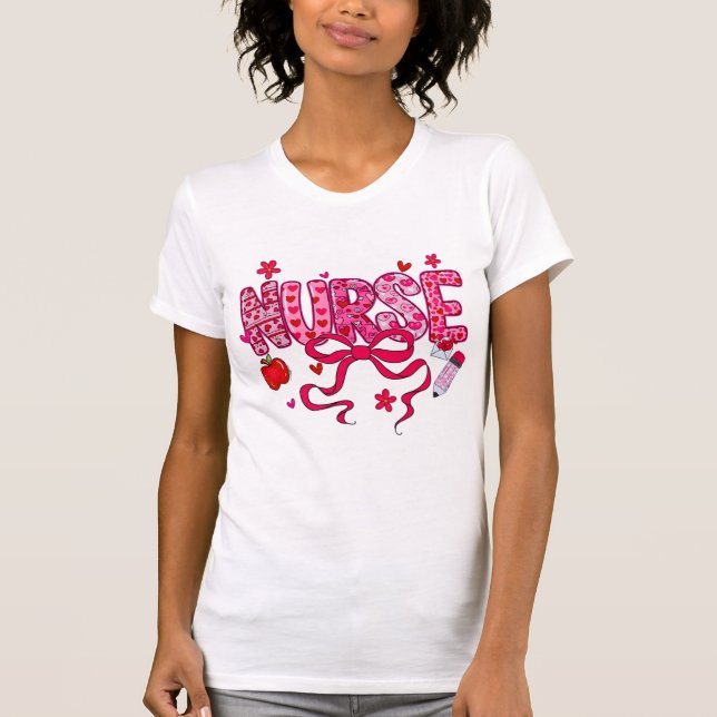 Valentine Nurse PNG Sublimation Design T Shirt (Framsida)