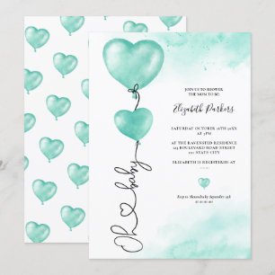 Valentine oh baby kärlek grönt, babydusch inbjudningar