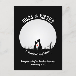 Valentine Önskemål Adsible Cat lite Heart Måne Helg Vykort