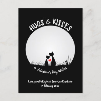 Valentine Önskemål Adsible Cat lite Heart Måne Helg Vykort