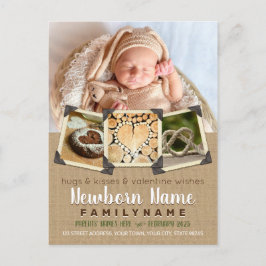 Valentine Önskemål Baby Instagram Photo Burlap Helg Vykort