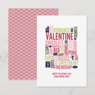 Valentine Ord Classroom Valentine Card Inbjudningar