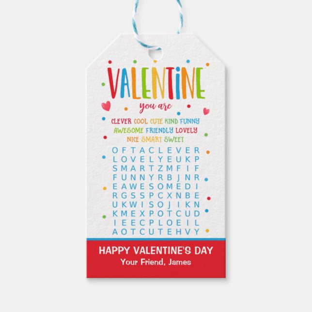 Valentine Ord Search Activity School Classroom Presentetikett (Framsidan)