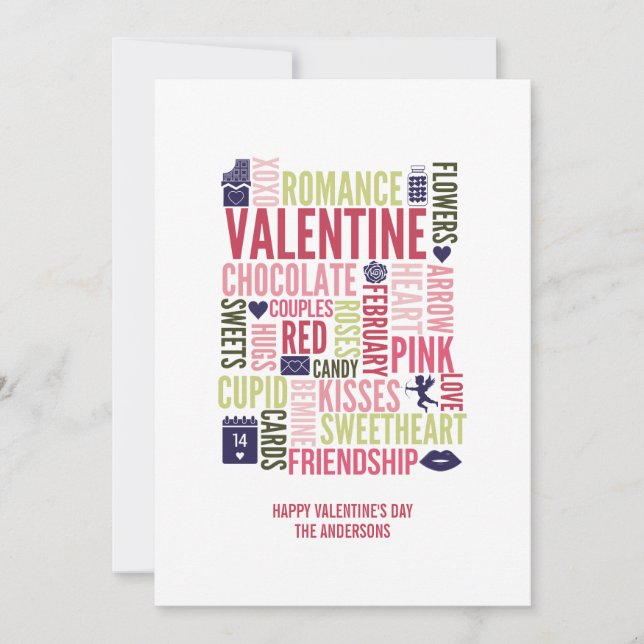 Valentine Ord Valentine Day Card Julkort (Framsida)