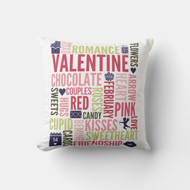 Valentine Ord Valentine Day Dekorativ kudde (Framsida)