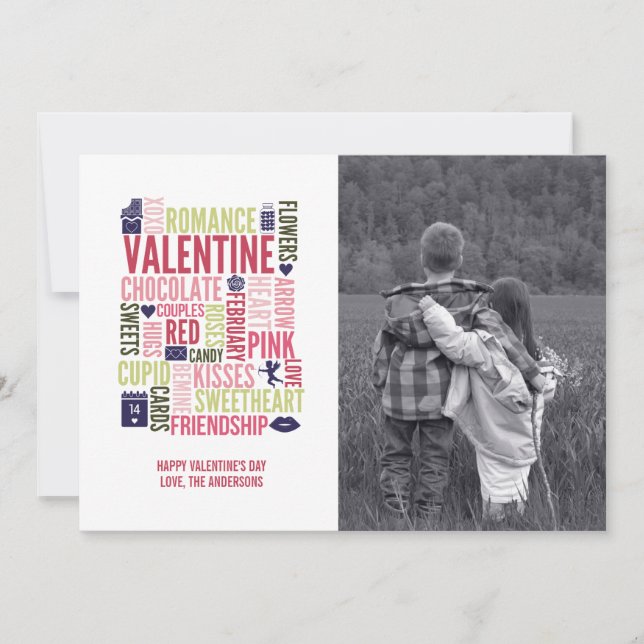 Valentine Ord Valentine Day Photo Card Julkort (Framsida)
